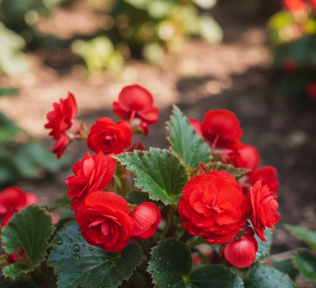 Begonia med røde blomster
