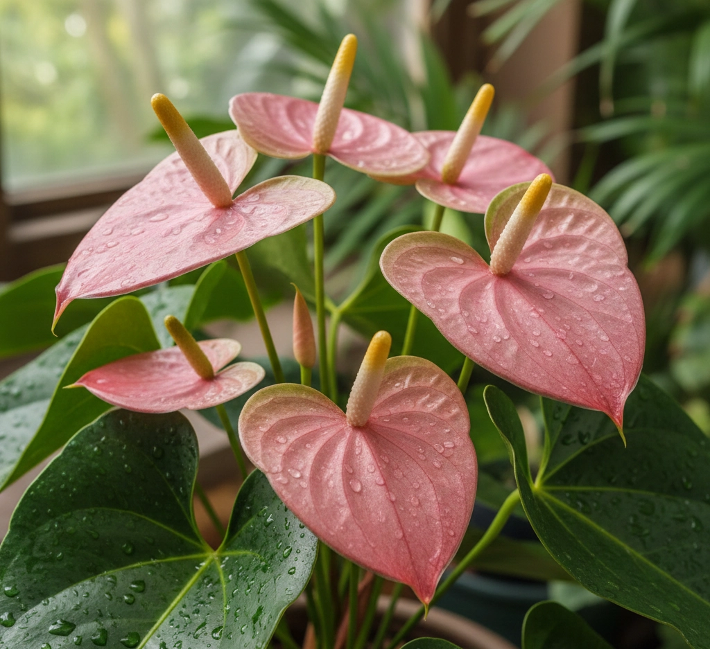 Anthurium med rosa blomster