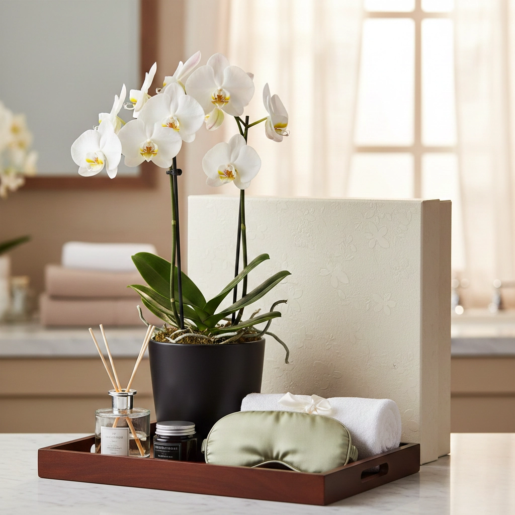 Premium gavesett med orkidé